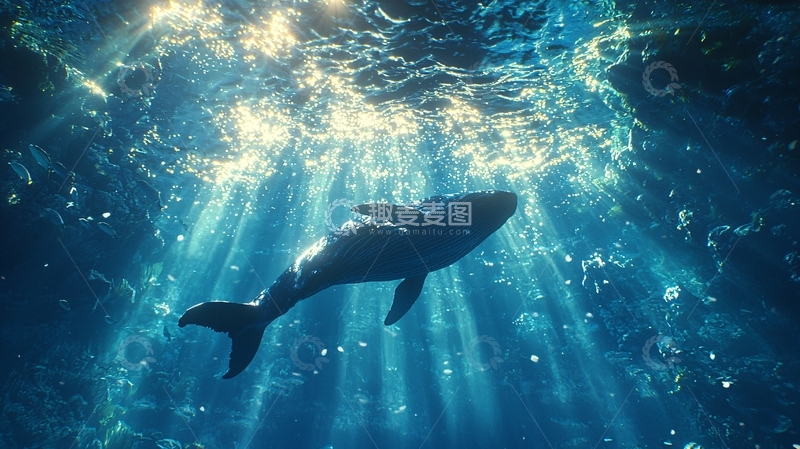 高清大图下载【趣麦麦图】阳光透过海水