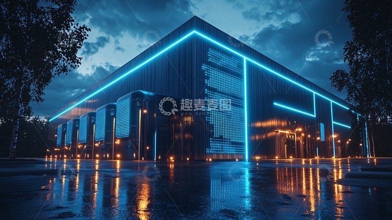 高清大图下载【趣麦麦图】未来感建筑夜景
