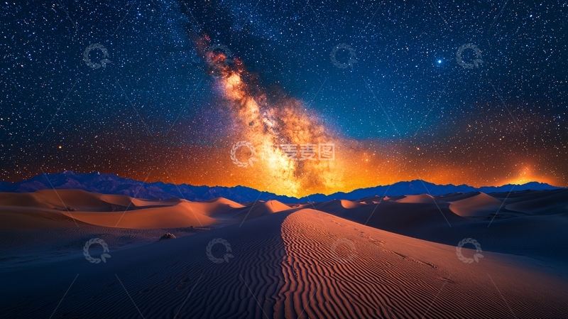 高清大图下载【趣麦麦图】沙漠星空