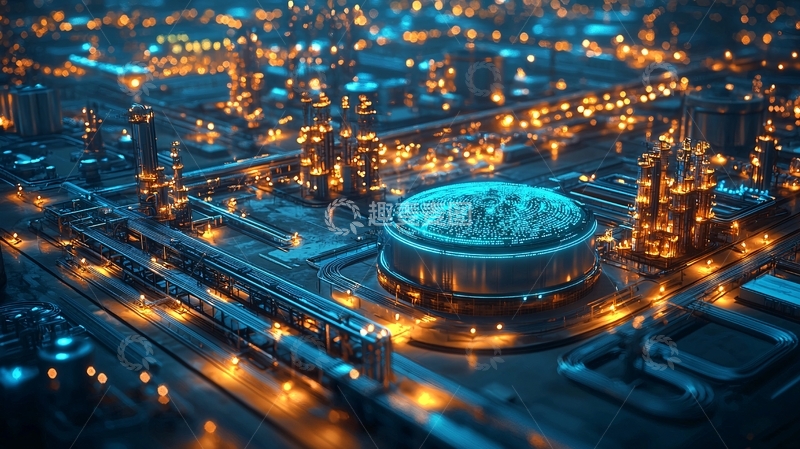 高清大图下载【趣麦麦图】夜晚炼油厂全景图