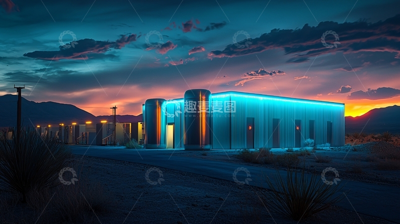 高清大图下载【趣麦麦图】夜晚沙漠建筑