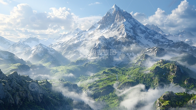 高清大图下载【趣麦麦图】雪山云海壮丽景色