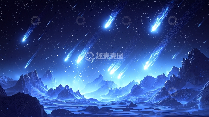 高清大图下载【趣麦麦图】蓝色流星雨