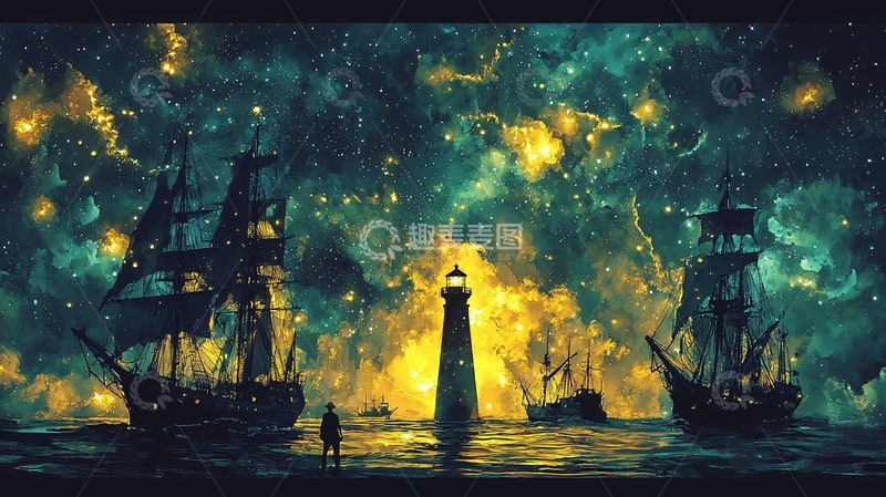 高清大图下载【趣麦麦图】星空大海