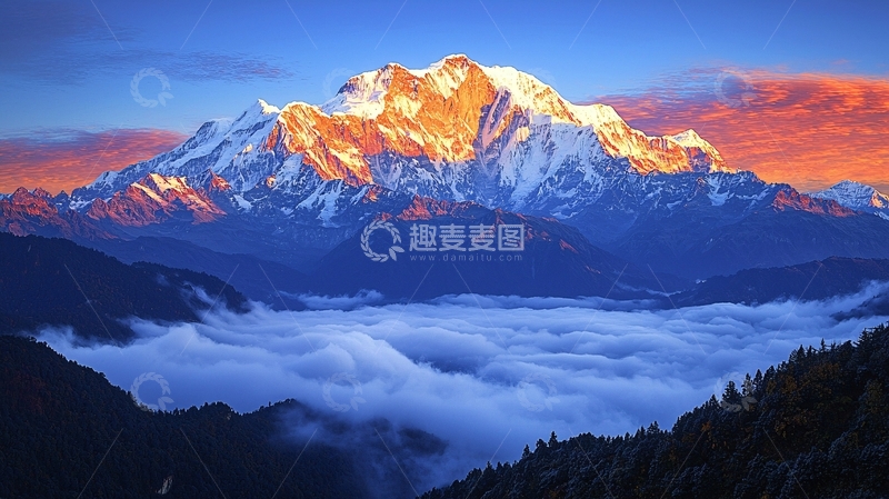 高清大图下载【趣麦麦图】雪山日出141