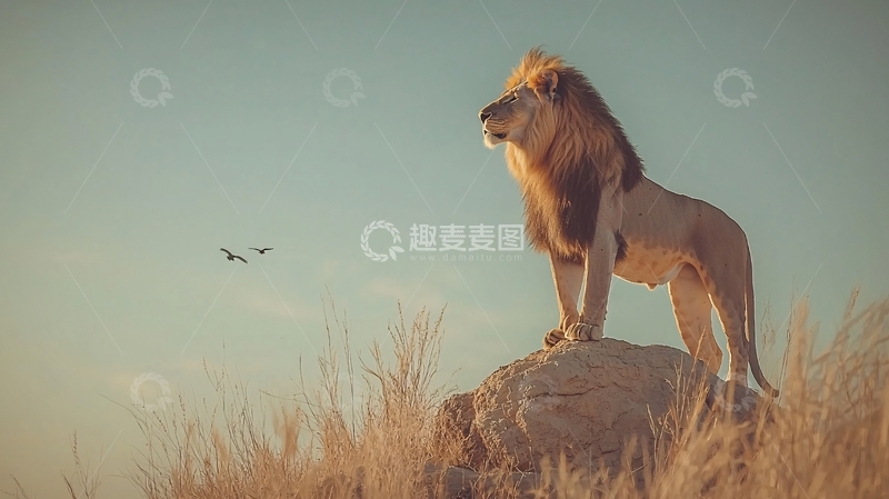 高清大图下载【趣麦麦图】雄狮眺望远方