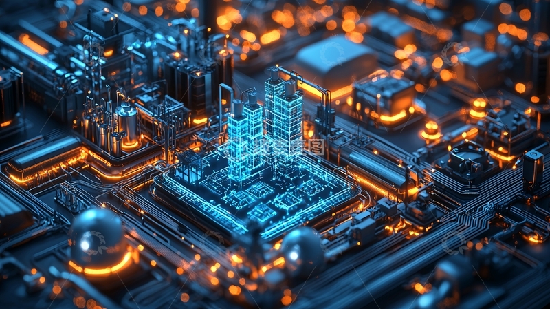 高清大图下载【趣麦麦图】电路板微型城市