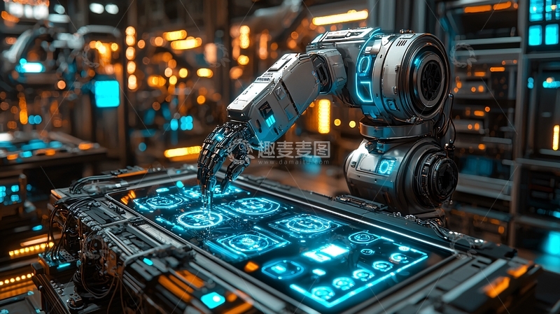 高清大图下载【趣麦麦图】未来科技感工业机器人