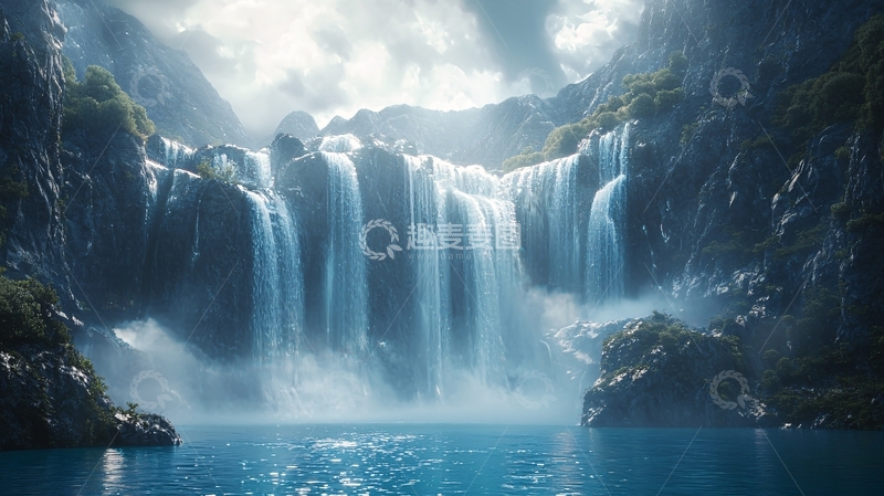高清大图下载【趣麦麦图】壮丽的峡谷瀑布