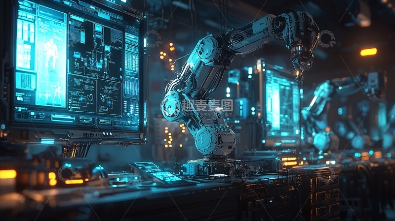 高清大图下载【趣麦麦图】未来科技感工业机器人