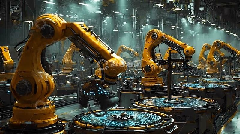高清大图下载【趣麦麦图】工业机器人流水线