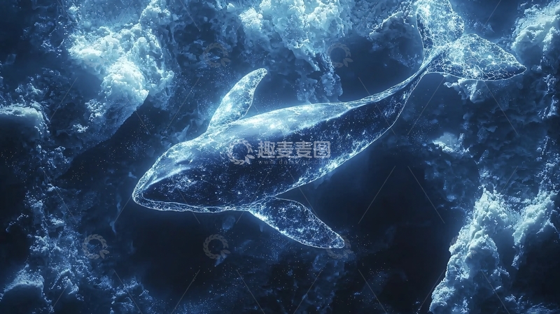 高清大图下载【趣麦麦图】冰封鲸鱼游动