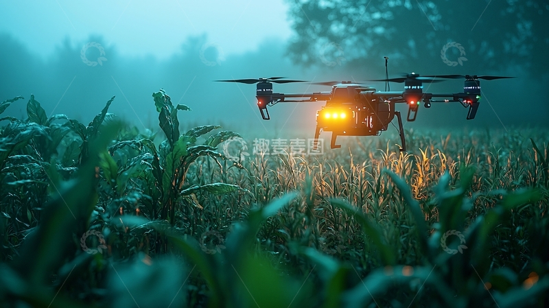 高清大图下载【趣麦麦图】无人机田间作业