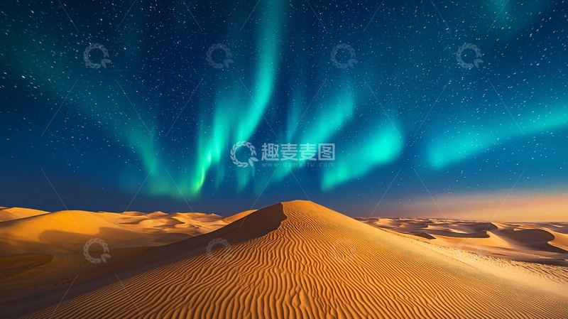 高清大图下载【趣麦麦图】沙漠极光