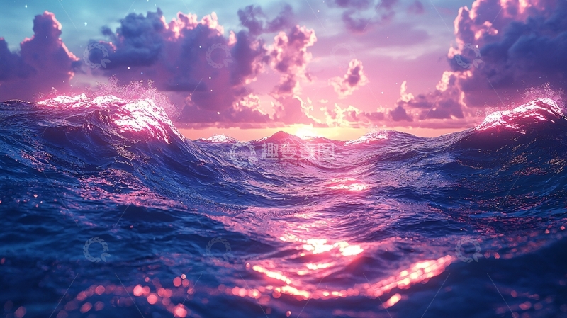 高清大图下载【趣麦麦图】梦幻般日落海景