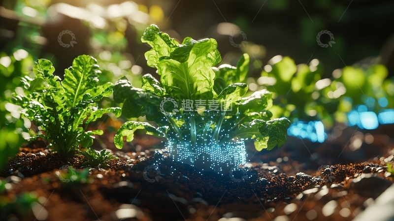 高清大图下载【趣麦麦图】阳光下生机勃勃的绿叶蔬菜