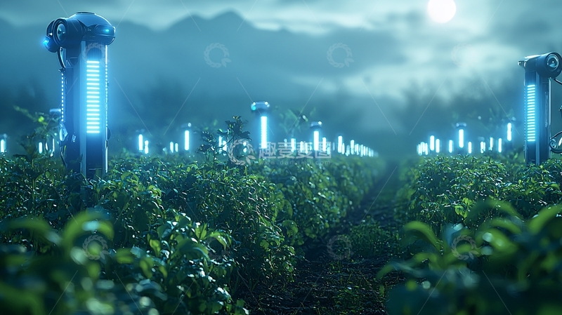 高清大图下载【趣麦麦图】未来科技感田园风光