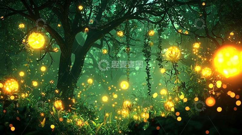 高清大图下载【趣麦麦图】萤火虫森林34