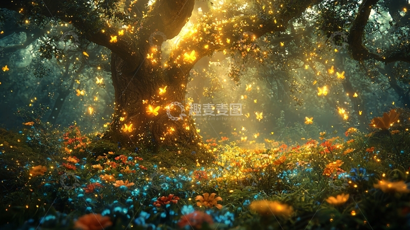 高清大图下载【趣麦麦图】梦幻萤火森林