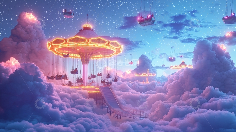 高清大图下载【趣麦麦图】云端旋转木马