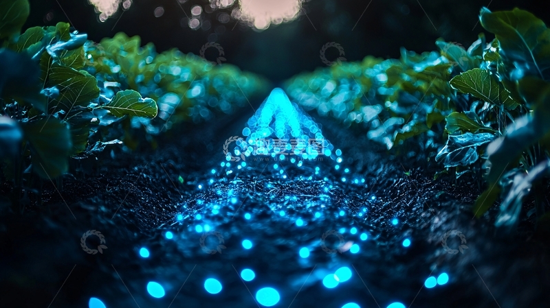 高清大图下载【趣麦麦图】夜色下的发光植物