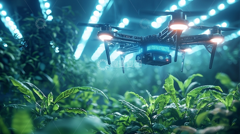 高清大图下载【趣麦麦图】室内植物灯光下无人机