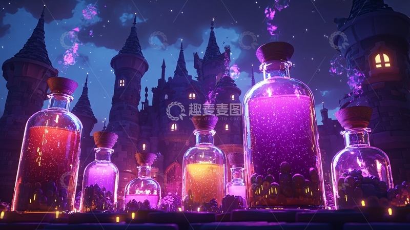 高清大图下载【趣麦麦图】魔幻城堡夜景