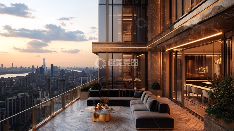 高清大图下载【趣麦麦图】高层公寓阳台夜景