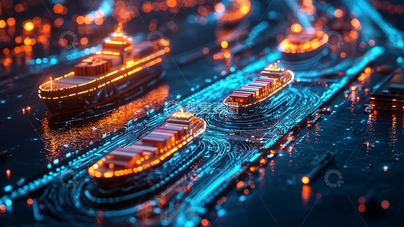 高清大图下载【趣麦麦图】科技感港口夜景