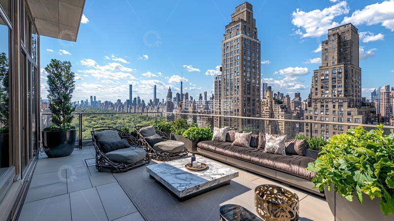 高清大图下载【趣麦麦图】纽约曼哈顿顶层公寓阳台
