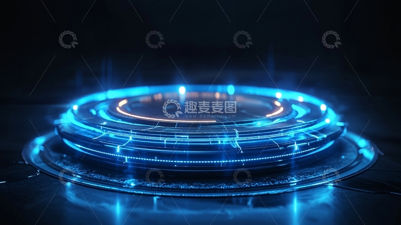 高清大图下载【趣麦麦图】蓝色科技感圆形能量场