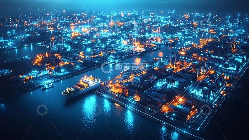 高清大图下载【趣麦麦图】夜景港口工业区