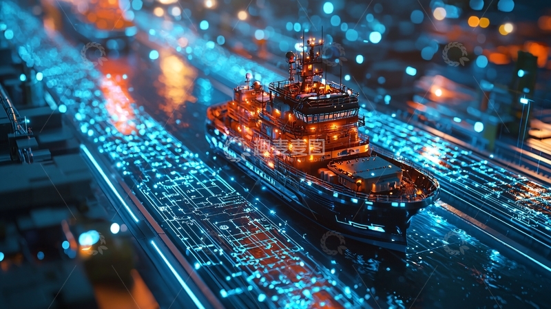 高清大图下载【趣麦麦图】数字时代航运业