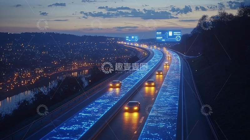 高清大图下载【趣麦麦图】夜晚高速公路灯光