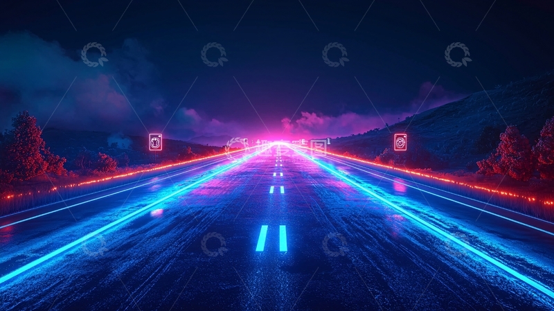 高清大图下载【趣麦麦图】霓虹公路夜景