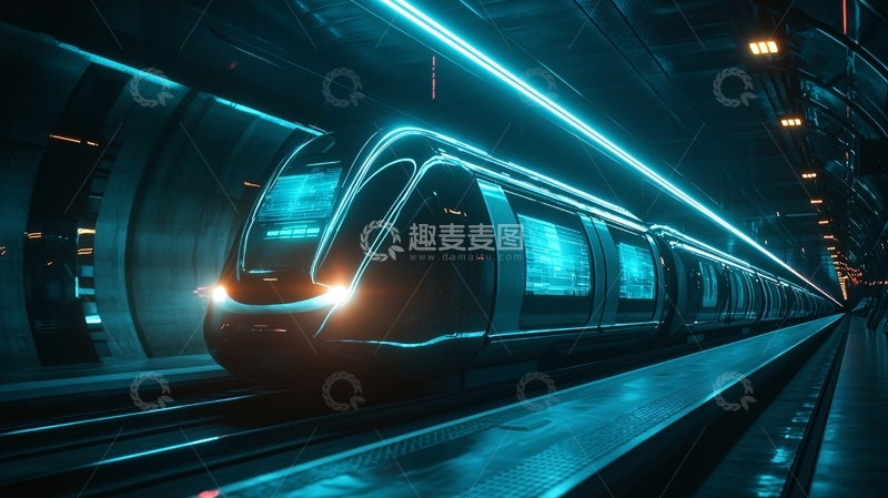 高清大图下载【趣麦麦图】未来科技感地铁列车