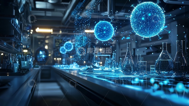高清大图下载【趣麦麦图】未来科技感病毒实验室