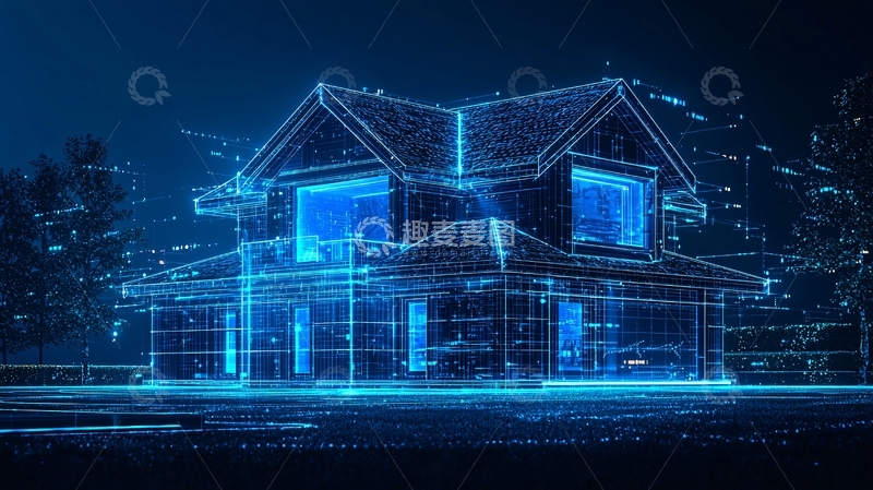 高清大图下载【趣麦麦图】未来科技感房屋轮廓