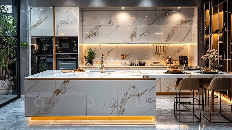 高清大图下载【趣麦麦图】现代轻奢风格厨房