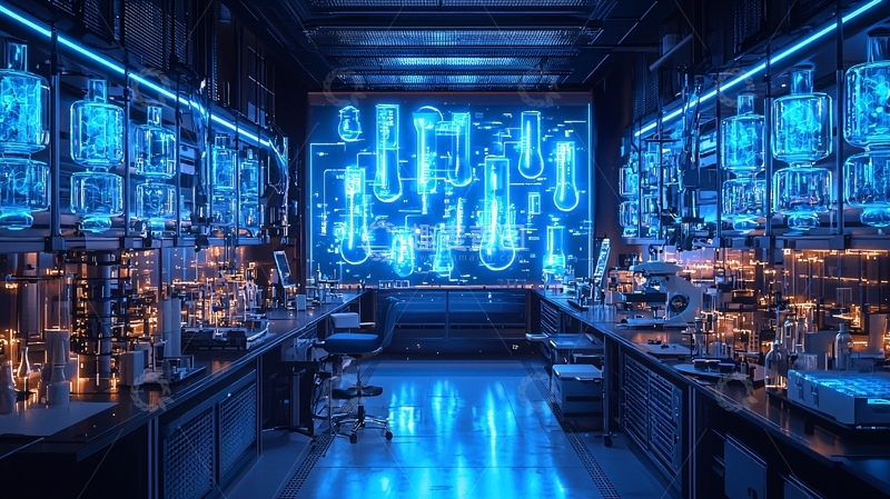 高清大图下载【趣麦麦图】蓝色科幻实验室