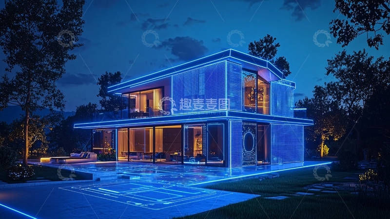 高清大图下载【趣麦麦图】夜景别墅18