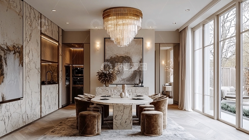 高清大图下载【趣麦麦图】现代轻奢餐厅设计