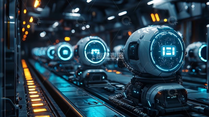 高清大图下载【趣麦麦图】未来科技感机器人流水线