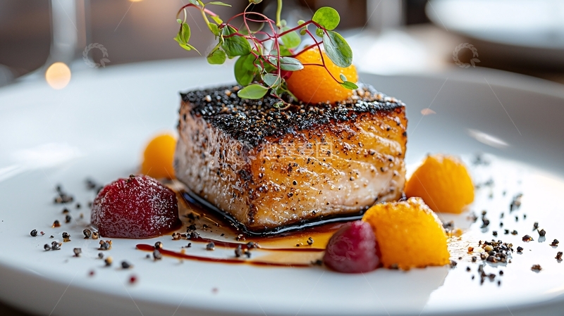 高清大图下载【趣麦麦图】精致摆盘烤鱼块