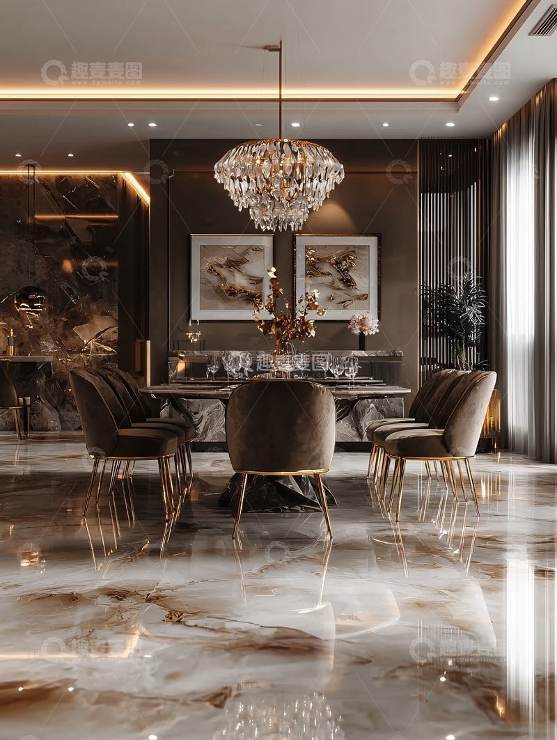 高清大图下载【趣麦麦图】奢华现代轻奢餐厅设计