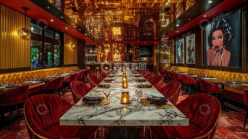 高清大图下载【趣麦麦图】奢华餐厅长桌宴会厅