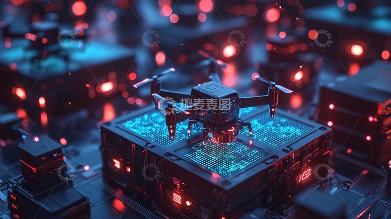 高清大图下载【趣麦麦图】未来科技感无人机