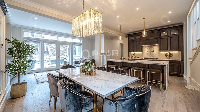 高清大图下载【趣麦麦图】现代简约开放式厨房餐厅