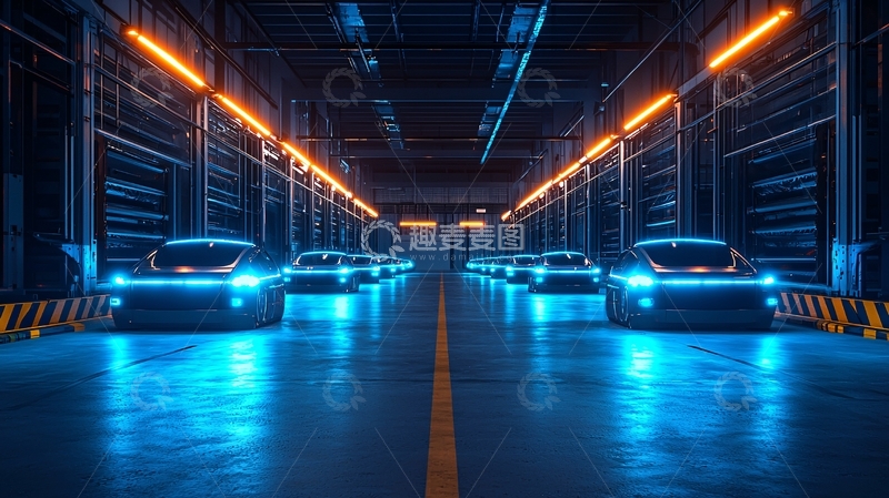 高清大图下载【趣麦麦图】未来科技感汽车生产线