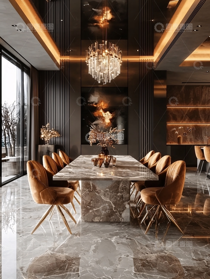 高清大图下载【趣麦麦图】现代轻奢餐厅设计